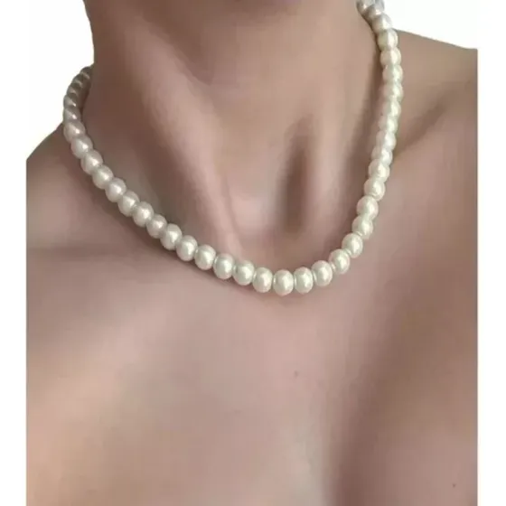 Collar De Perlas Para Hombre Y Mujer Ajustable 8mm