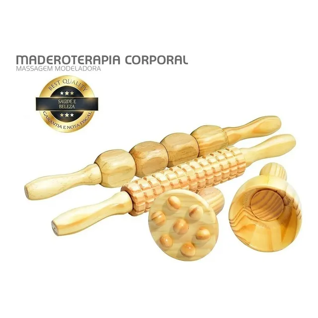 Kit Maderoterapia Para Masaje Corporal 4 Piezas