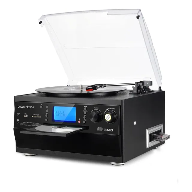 Tocadiscos Bluetooth Con Altavoz Estéreo Cd Casete Radio Usb