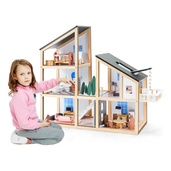 Casa De Muñecas Joylike, Grande, De Madera, Para Niños A Par