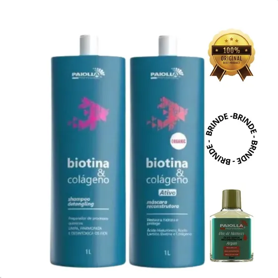 Kit Paiolla Progressiva Biotina E Colágeno Sem Formol 2x1l
