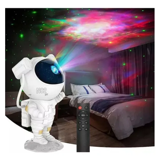 Luminária Astronauta Projetor de Luz Galáxia Nebulosa Estrelas Infantil Quarto Teto NO2SPY