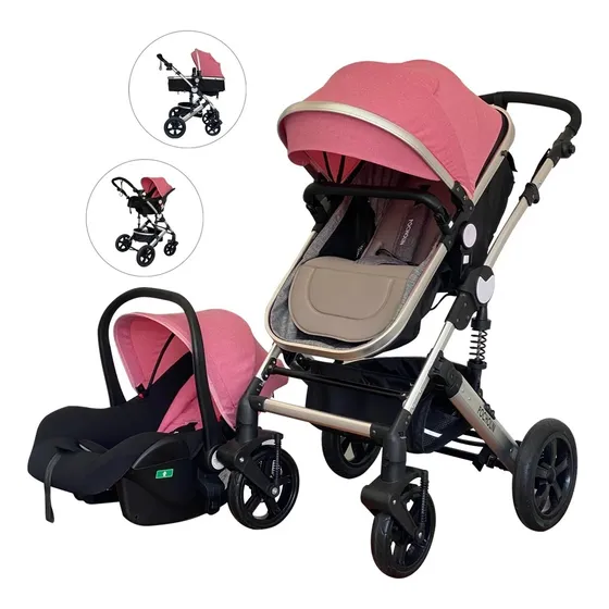 Set De Coche Con Moises Y  Portabebé 3 En 1 Para Niña
