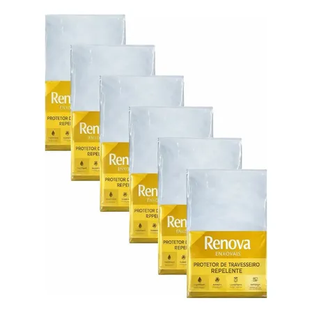 Kit 6 Capa de Travesseiro Repelente Protetoras com Zíper Impermeáveis Antiácaro Silenciosas Não Faz Barulho Laváveis Antialérgicas Proteção Poeira Suor Manchas - 50x70cm - Poliéster - Renova Enxovais