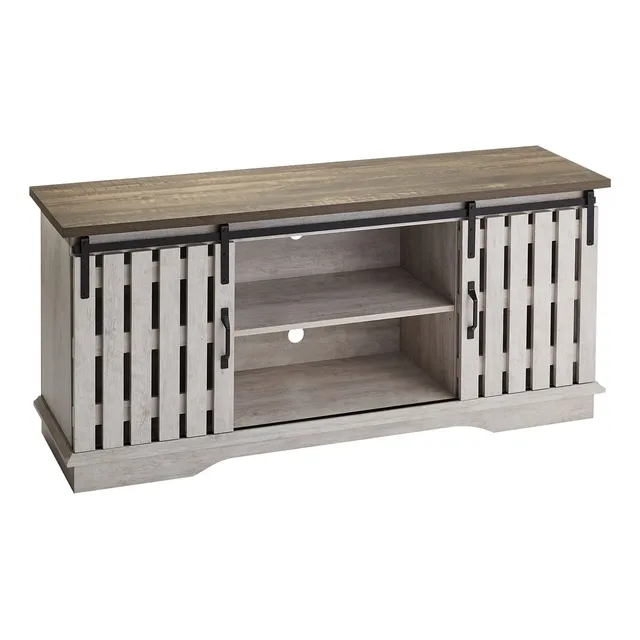 Soporte Puerta Corrediza Tv Hasta 165 Cm Color Blanco Lavado