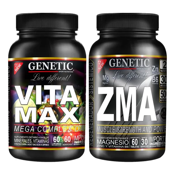 Magnesio Zinc Vitamina B6 Ginkgo Biloba Zma Vita Max Genetic Sabor Neutro