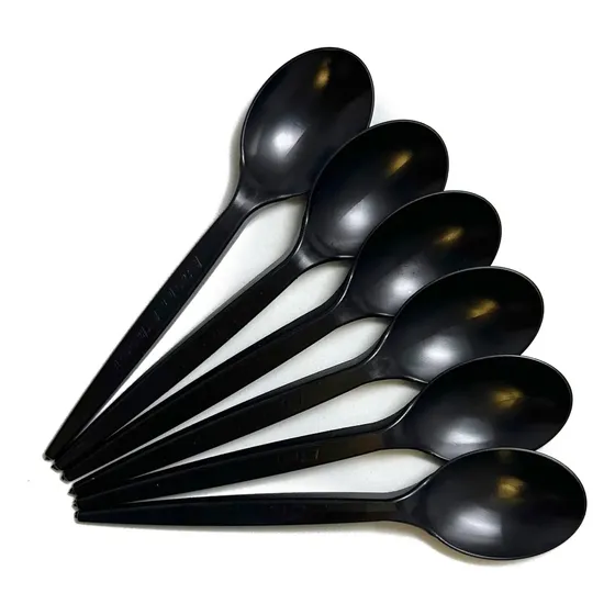 Pack Cucharas Stendy Para Postre X50 Unidades Sundae Plástico Fuerte Descartables Color Negro