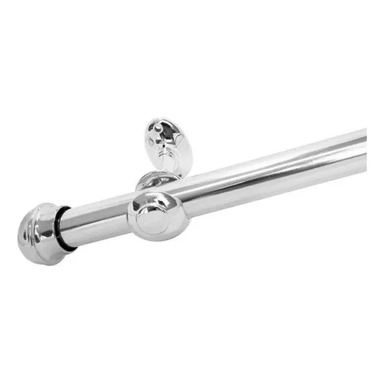 Kit Varão Simples 4,00 Metros 19mm para Cortina Patrón con ojales Cromado Fino Cor Prateado