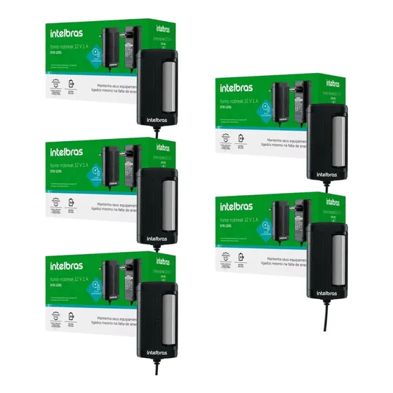 5 Fonte Nobreak 12v 1a Intelbras Efb 1201 C/ Bateria Intelbr