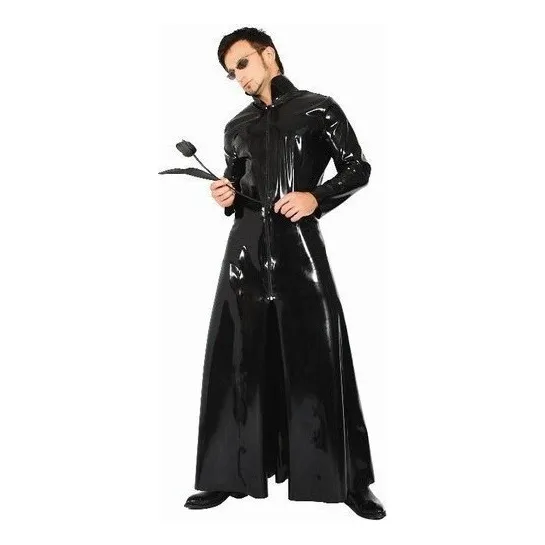 Abrigo De Cuero Negro Largo Matrix Neo Para Homem E Mulher
