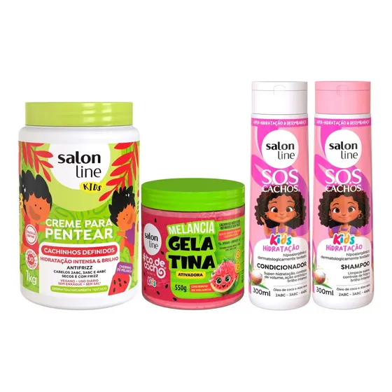 Kit Sos Cachos Kids + Creme Pentear E Gelatina Ativadora