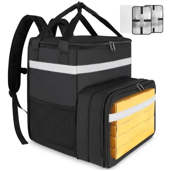 Mochila De Repartidor Termica Taygeer 6041, Mochila Delivery De Comida Y Pizza, Expandible Y Impermeable, Color Negro