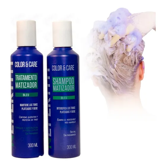 Shampoo Y Tratamiento Matizador Nefertiti Blue 300ml