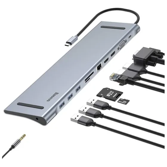 Hub usb-c type-c multifuncional hdmi Rj45 P2 vga Baseus mac