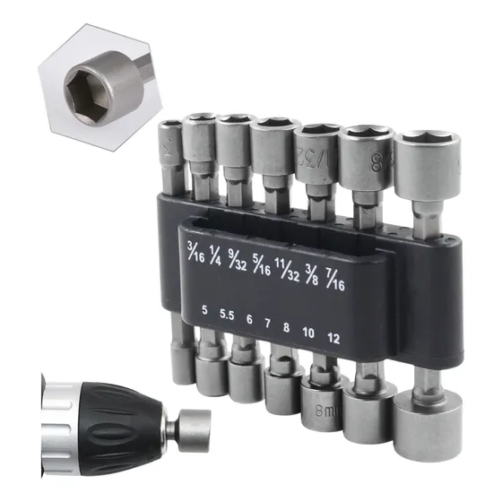 Kit 14 Soquete Canhão Sextavado Chave Bits P/ Parafusadeira