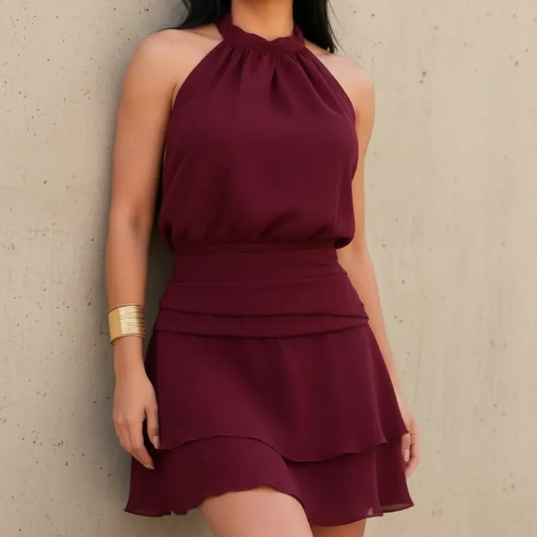 Macaquinho Feminino De Amarração Com Lastex Moderno Look Vinho Marsalla Liso Un
