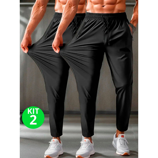 Kit 2 Calça Masculina Elastano Esportiva Fitness Slim Fit Kit 2 Calça Masculina Elastano Esportiva Fitness Slim Fit