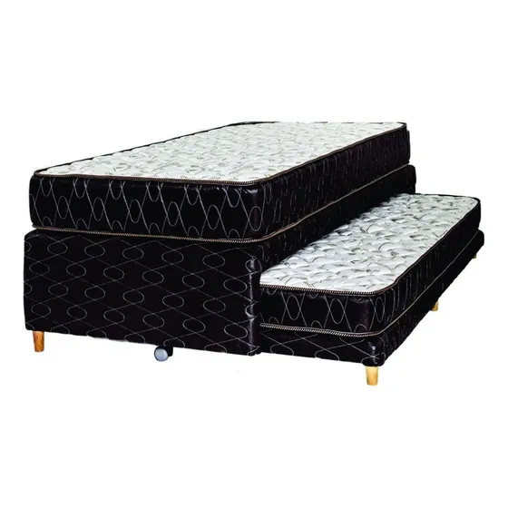 Colchon + Sommier Carro Cama Duo Kavanag 90x200 + Almohadas Color Marrón Oscuro Combinado