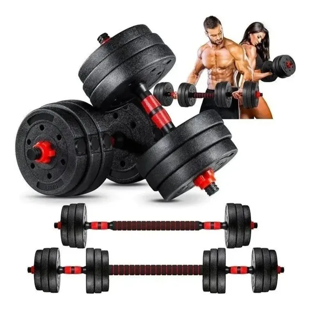 Set De Mancuernas De 20kg Con Barra Gimnasio Gym