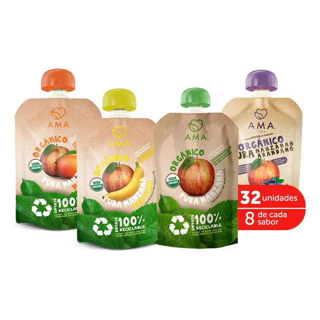 Pack 32 Purés Ama Mix Frutas Orgánico 90g