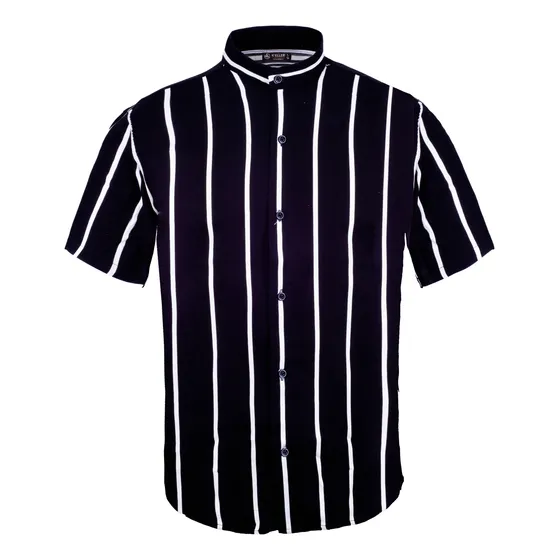 Camisa Mao Hombre Verano Con Rayas De Fibrana Manga Corta