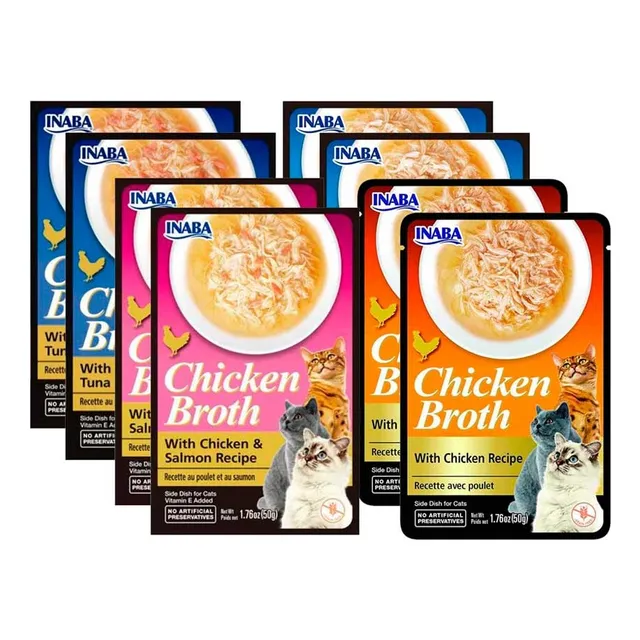 Inaba Churu Broth Pouch Gatos Mix Sabores Pack 8 Unidades Np