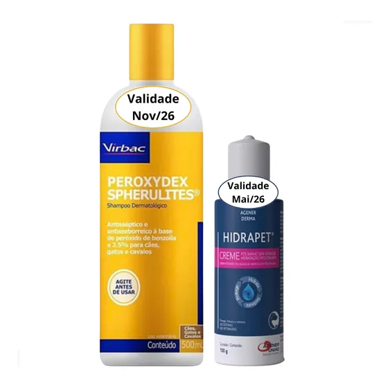 Kit Shampoo Peroxydex Spherulites 500ml Hidrapet Creme 100g