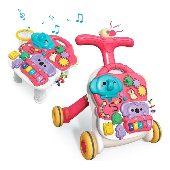 Andador Caminador Bebe 3 En 1 Con Musica Juguete Regulable Color Rojo