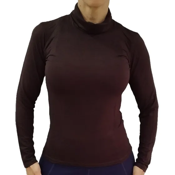 Blusa Cuello Alto Manga Larga Tela Stretch Qantik 2 Unidades