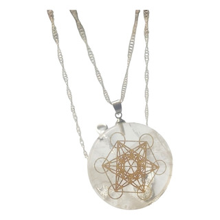 Colgante Cuarzo Cristal Metatron Grabado + Cadena Plata Colgante Cuarzo Cristal Metatron Grabado + Cadena Plata