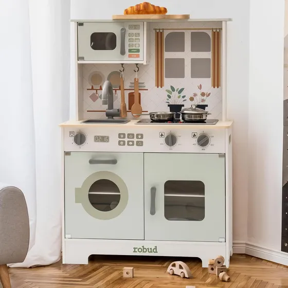 Juego De Cocina De Madera Con Luces Y Sonidos, +3 Años