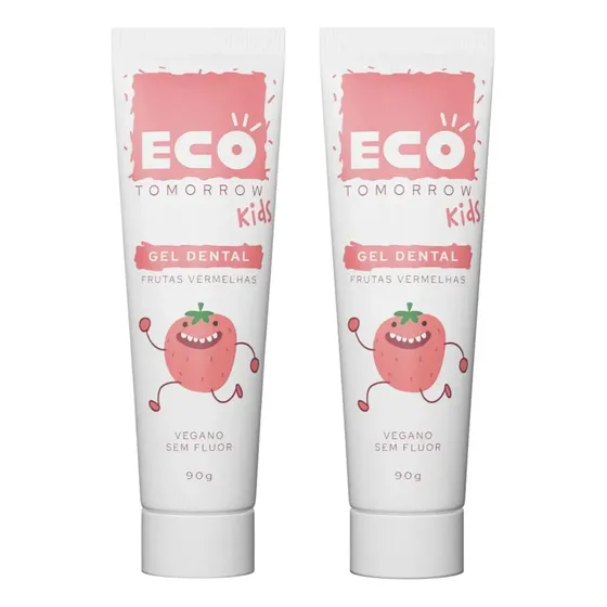 Gel Dental Eco Tomorrow Kids Frutas Vermelhas 90g 2un Vegano