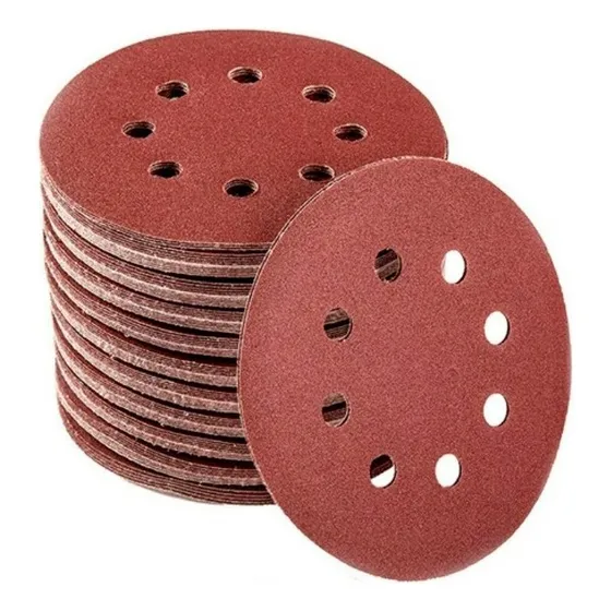 Set 100 Lijas #180 Velcro Con 8 Orificios 125mm 5 Pulgadas