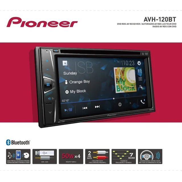 Reproductor Pantalla Pioneer 7band Dvd Aux Usb Bt Mp3 2din