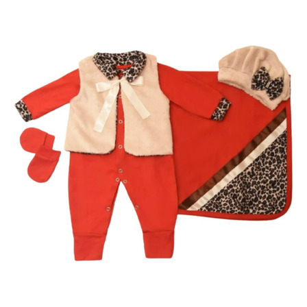 Kit Saída De Maternidade Oncinha Menina - Vermelho - Bebe Kit Saída De Maternidade Oncinha Menina - Vermelho - Bebe