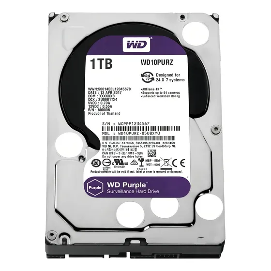interno Western Digital WD Purple WD10PURX 1TB púrpura