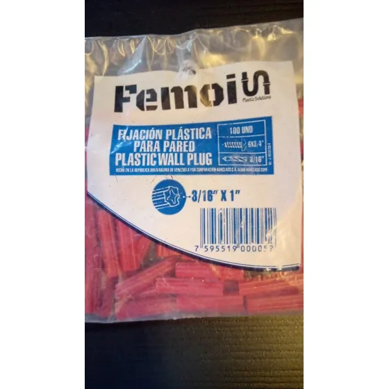 Ramplug Plástico Rojo 3/16x1 100und