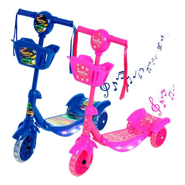 Just Fun Com Led Patinete Infantil Luz De Led 3 Rodas Com Cesta Cor Rosa Just Fun Com Led Patinete Infantil Luz De Led 3 Rodas Com Cesta Cor Rosa