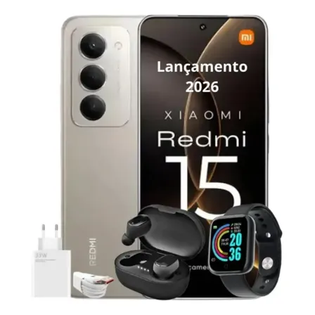 Xiaomi Redmi 15 256gb 16gb 2chip Lançamento 2026+ Brinde Top Cinza