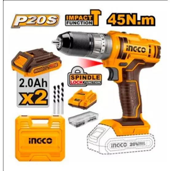 Taladro Inalambrico Percutor 20v 3/8'' Ingco
