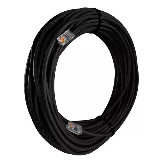 Cabo De Rede Cat 5e 50 Metros Com Conector Mpt 24awg Preto