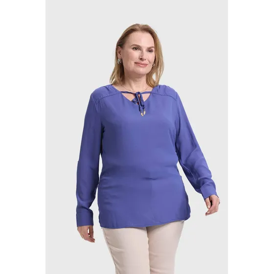 Blusa Mujer Crep Estampada Azul