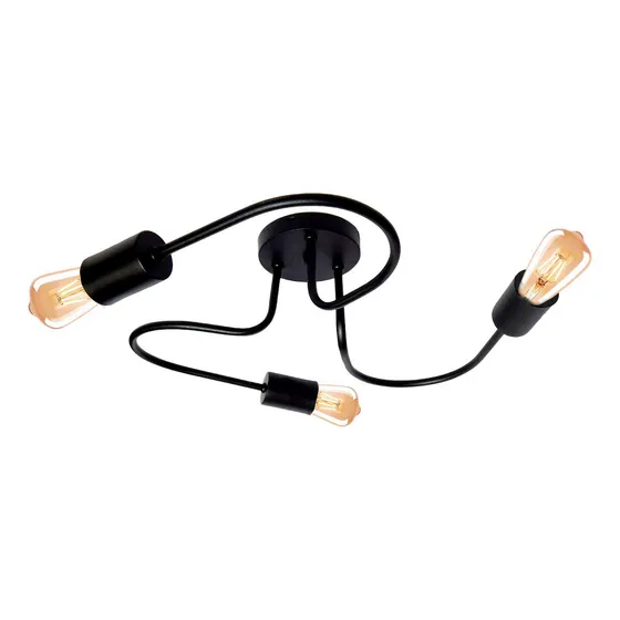 Plafon Araña 3 Luces Brazos Vintage Negro Led E27 Gioluce VN-SAVANNAH-3