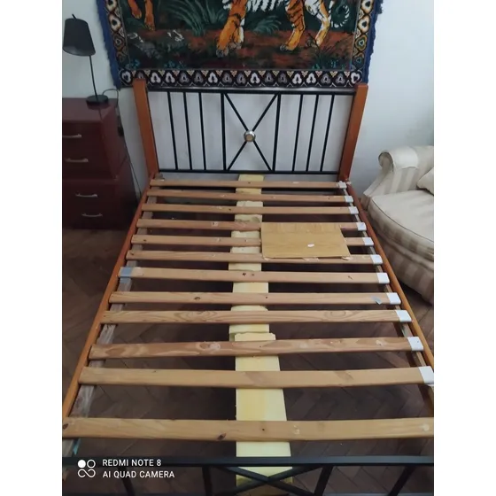 Cama De 2 Pl Madera Y Caño.