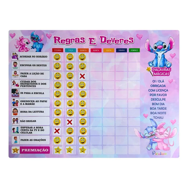 Quadro De Regras Deveres Incentivo Infantil Imantado 12 Regr