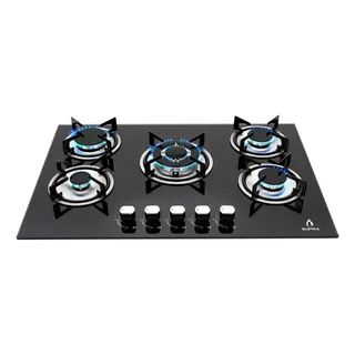Supra Parrilla Empotrable A Gas De 76 Cm Con 5 Quemadores. Color Negro