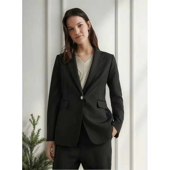 Americana De Traje Con Botonadura Sencilla Mujer Negro Tommy Hilfiger