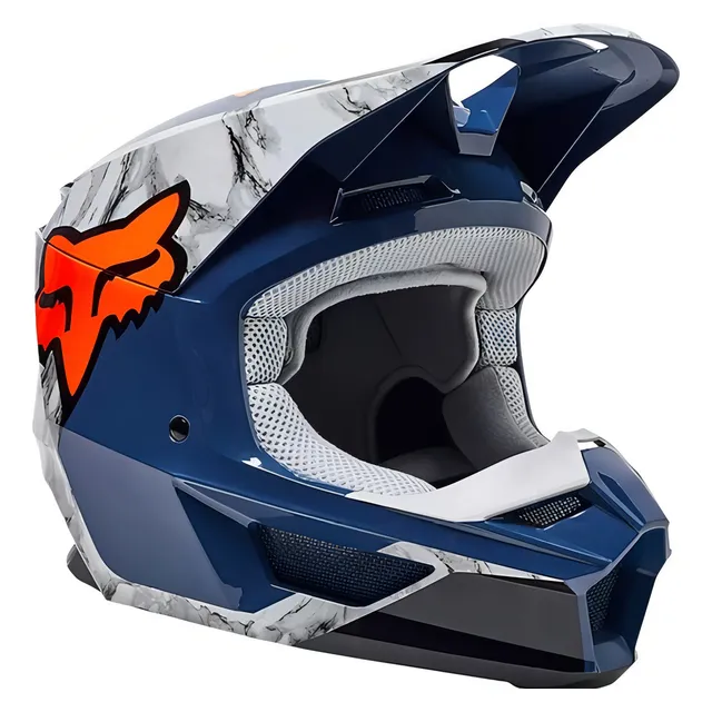 Casco de motocross Fox V1 Mips Karrera, azul y naranja, color azul/naranja, talla 58/M