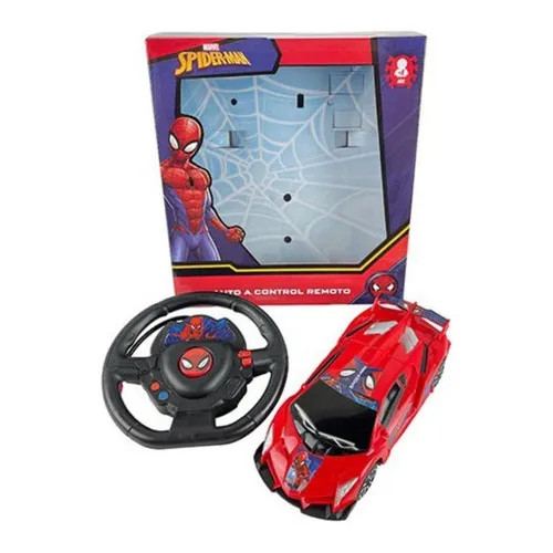 Spiderman Auto A Control Remoto Basico Hombre Araña Color Azul y Rojo