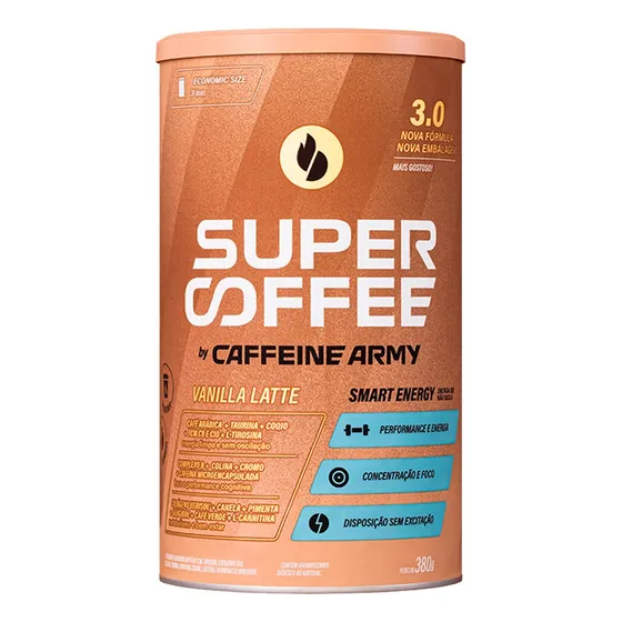 SuperCoffee 380g Caffeinearmy Termogênico Pre Treino Sabor Vanilla Latte